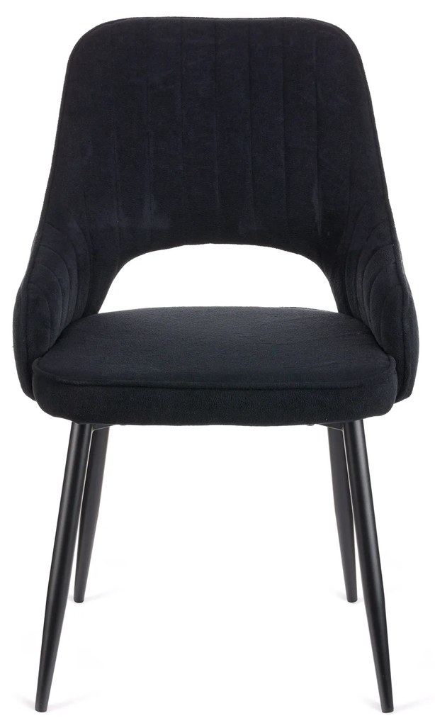 Καρέκλα Tiate μαύρο μπουκλέ ύφασμα-πόδι μαύρο μέταλλο 47x51x83