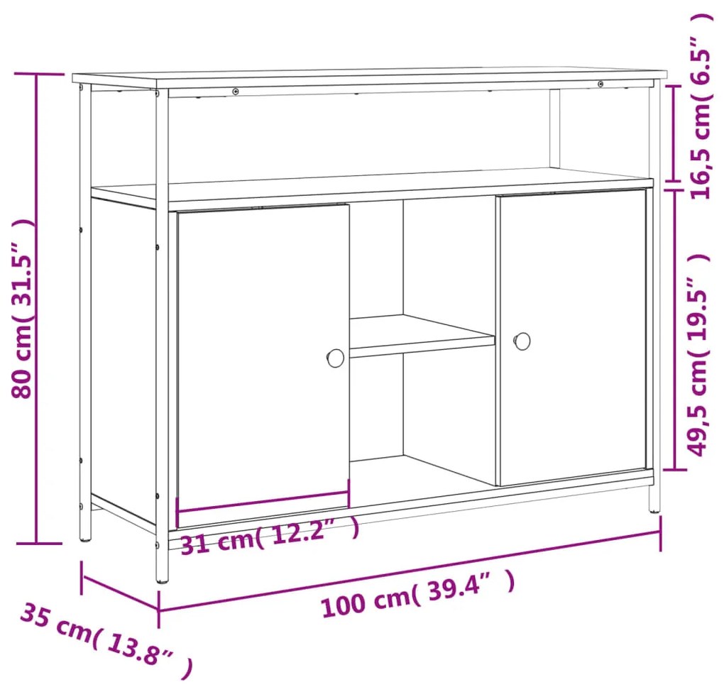 Ντουλάπι Sonoma δρυς 100x35x80 εκ. Επεξεργασμένο Ξύλο - Καφέ