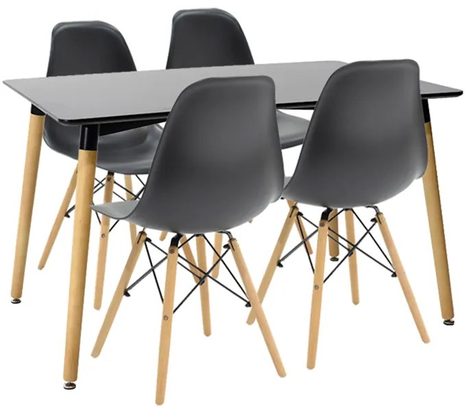 Intrahome Τραπεζαρία Natali-EVERESTA Intrahome σετ 5τεμ μαύρο-φυσικό 120x80x76εκ | SKU: INTRAPA-311111743