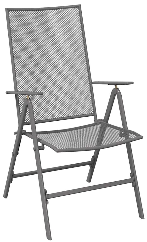 vidaXL Σέτ φαγητού για κήπο Πτυσσόμενος 3 pcs Ανθρακί Ατσάλι