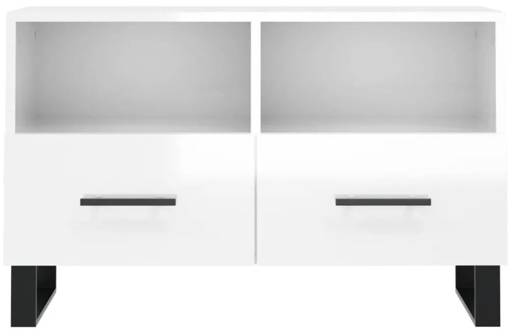 vidaXL Έπιπλο Τηλεόρασης Γυαλ. Λευκό 80x36x50 εκ. Επεξεργασμένο Ξύλο