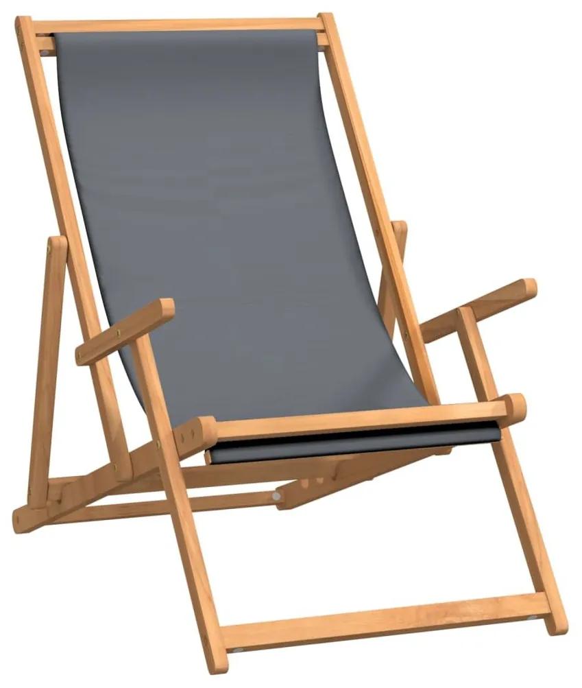 Καρέκλα Παραλίας Πτυσσόμενη Γκρι από Μασίφ Ξύλο Teak - Γκρι