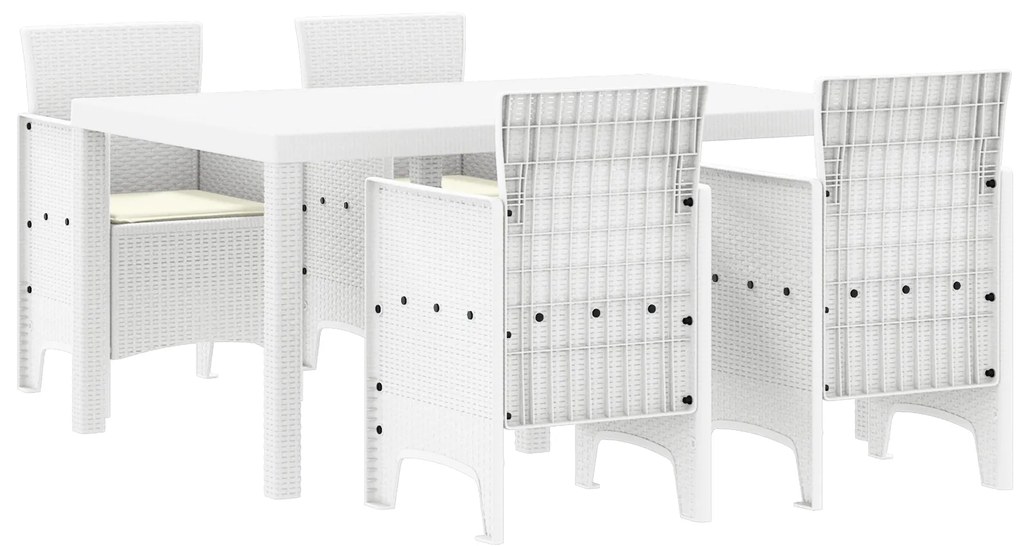 vidaXL Σετ Τραπεζαρίας Κήπου 5 pcs Λευκό 150 x 100 x 73 εκ.