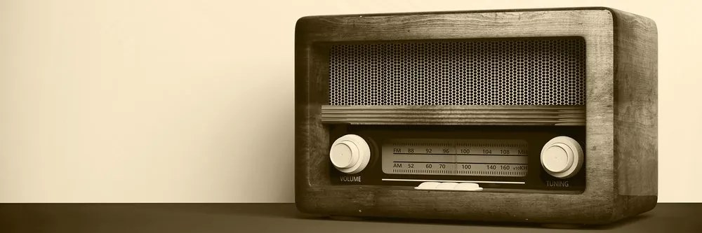 Εικόνα ρετρό ραδιόφωνο σε σχέδιο σέπια - 120x40