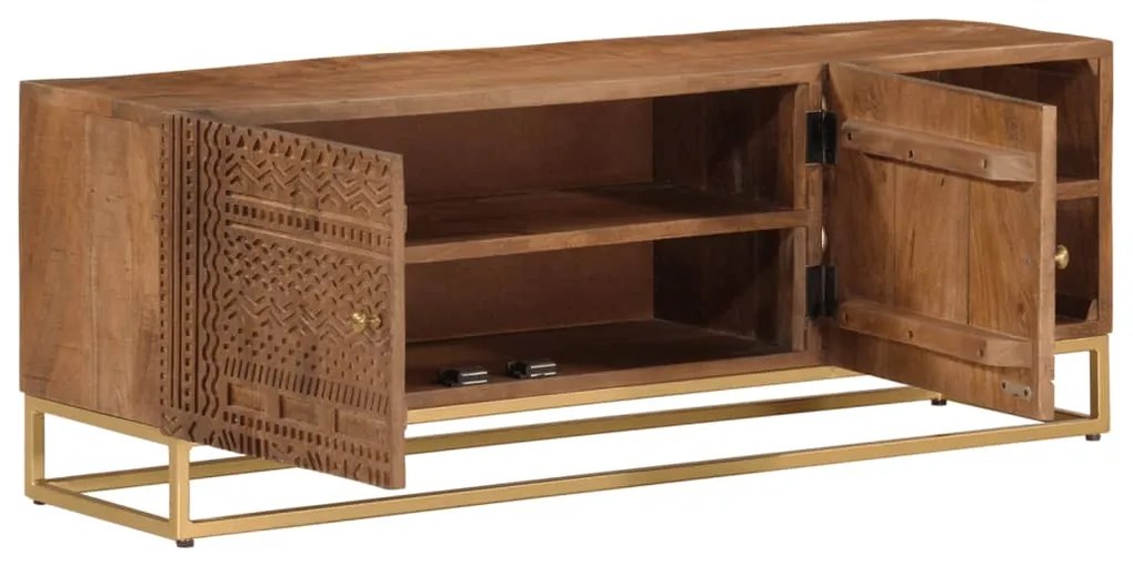 vidaXL Έπιπλο Τηλεόρασης 110 x 30 x 40 εκ. Μασίφ Ξύλο Μάνγκο &amp; Σίδηρος