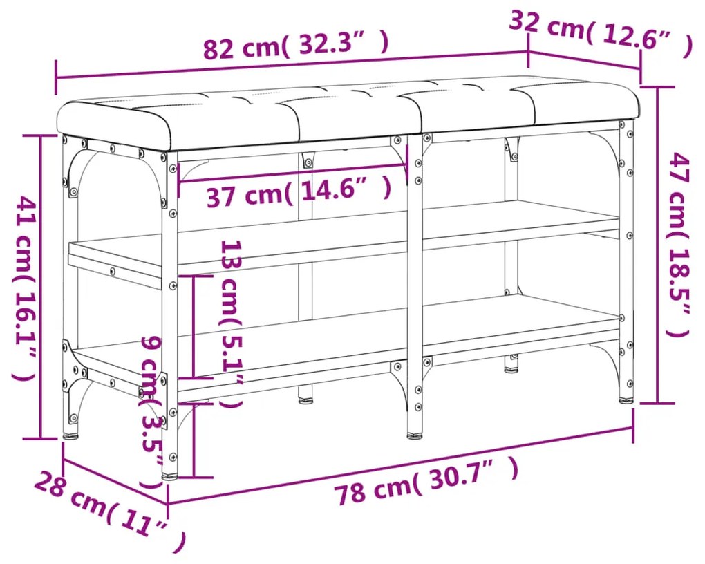 Παπουτσοθήκη Γκρι Sonoma 82x32x47 εκ. από Επεξεργασμένο Ξύλο - Γκρι