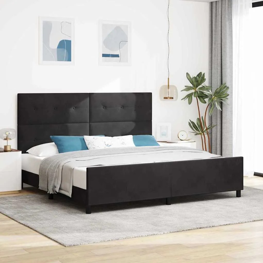 vidaXL Σκελετός Κρεβατιού με κεφαλάρι Μαύρο 200 x 200 cm Βελούδο
