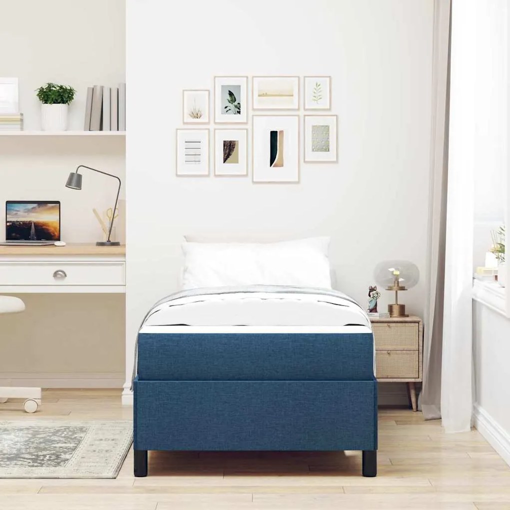 vidaXL Κρεβάτι με ελατήρια Μπλε και Μαύρο 100 x 200 cm