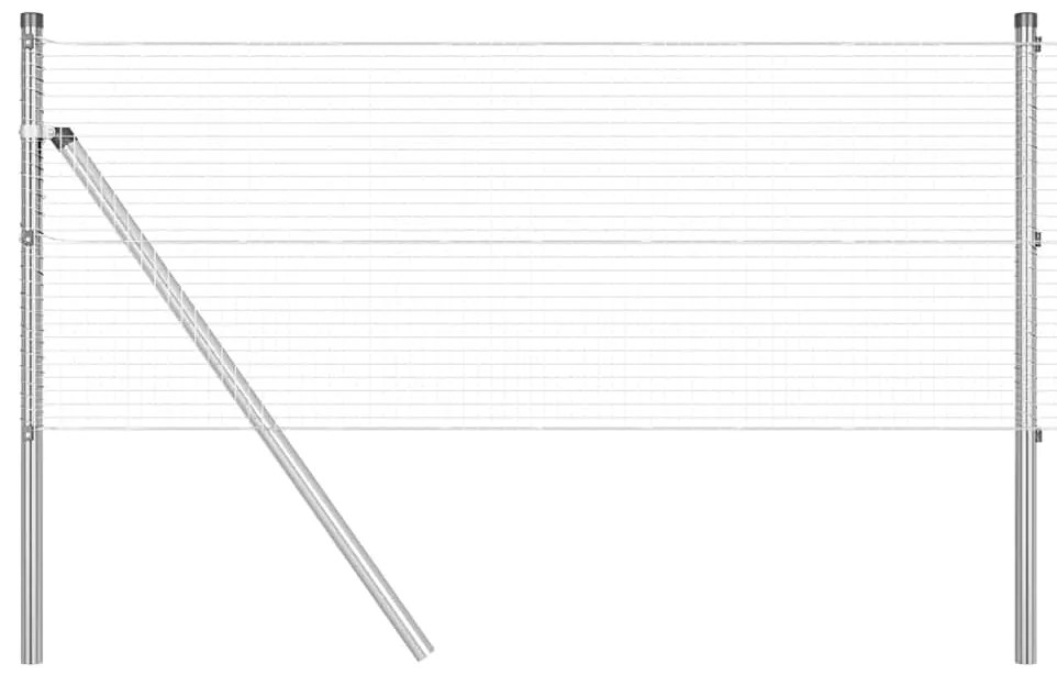 vidaXL Φράχτης με Στήλες. Ασημί 0.8 x 10 m Ατσάλι