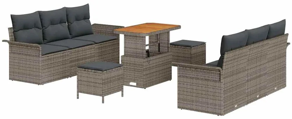 vidaXL Σετ Καναπέ Κήπου 9 pcs Γκρι συνθετικό ρατάν