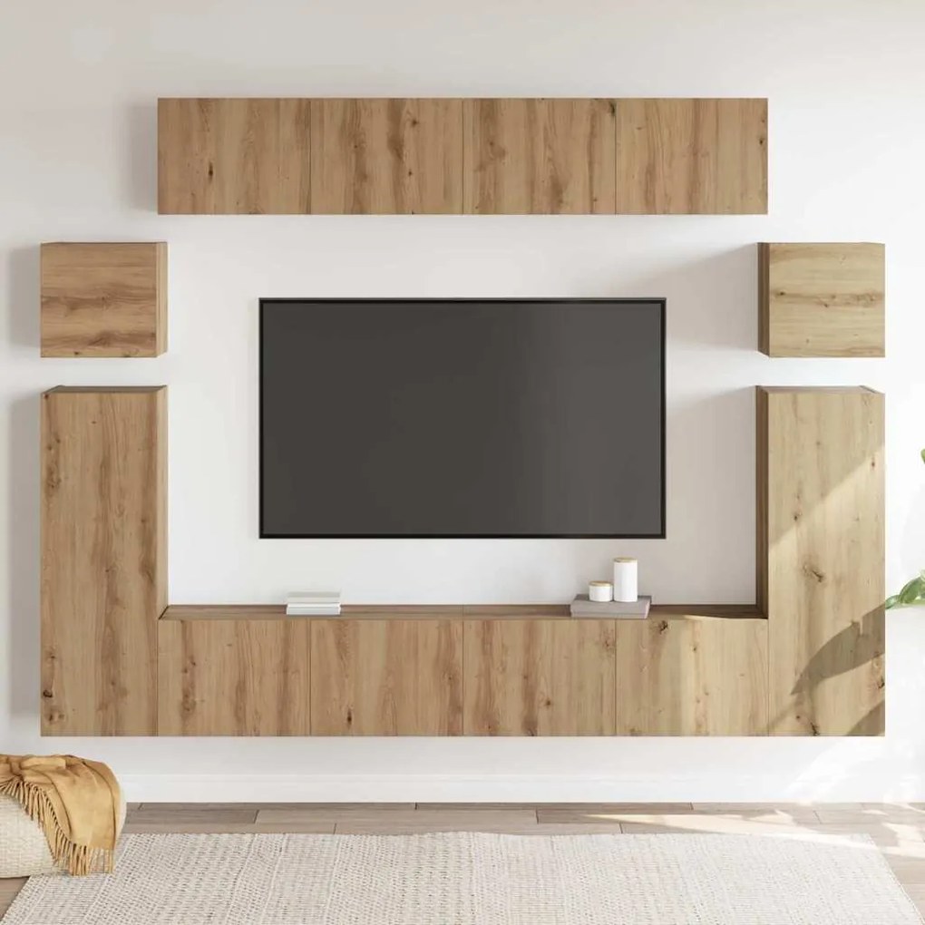 vidaXL Ντουλάπι TV 8 pcs Καφέ 30.5 x 30 x 90 cm Επεξεργασμένο ξύλο