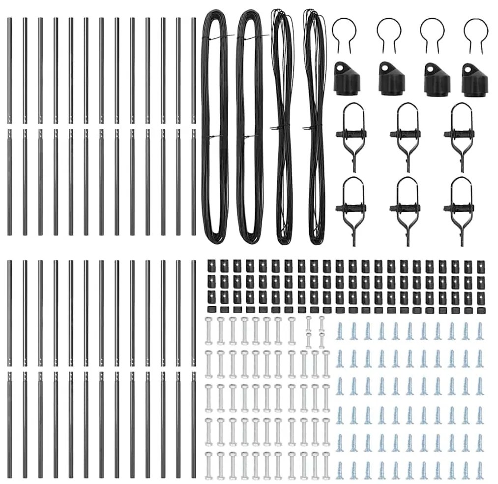 vidaXL Στύλος Περιφράξεων 26 pcs Γκρι 3.2 x 3.2 x 190 εκ Ατσάλι