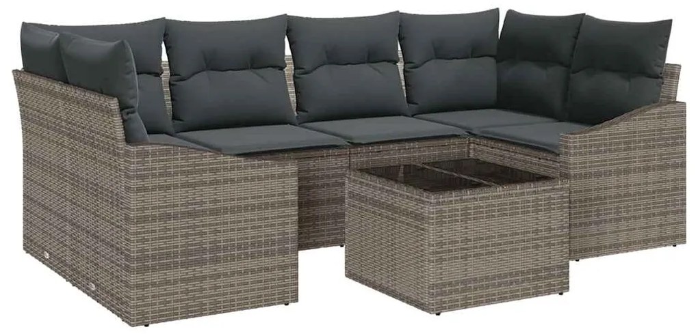 vidaXL Σετ Καναπέ Κήπου με μαξιλάρι 7 pcs Γκρι 55 x 55 x 37 εκ