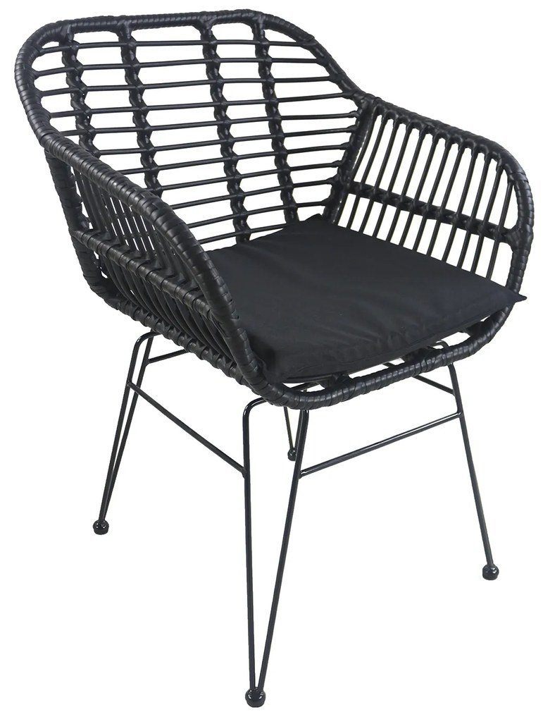Καρέκλα Κήπου ArteLibre ACTORIUS Μαύρο Μέταλλο/Rattan 57x53x81cm Arte-14510020