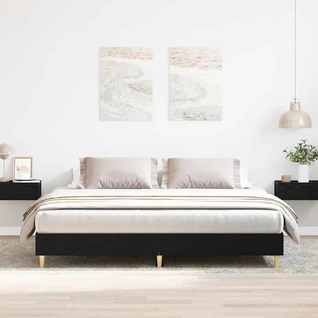 vidaXL Κρεβάτι Μαύρη Δρυς 180x200 εκ. Σύνθετο Ξύλο