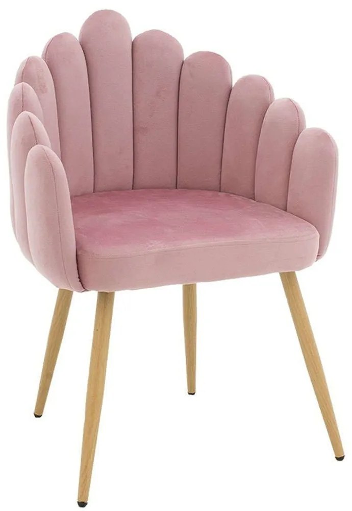 Πολυθρόνα Briella 235-000028 61x51x85cm Pink-Natural Βελούδο, Μέταλλο