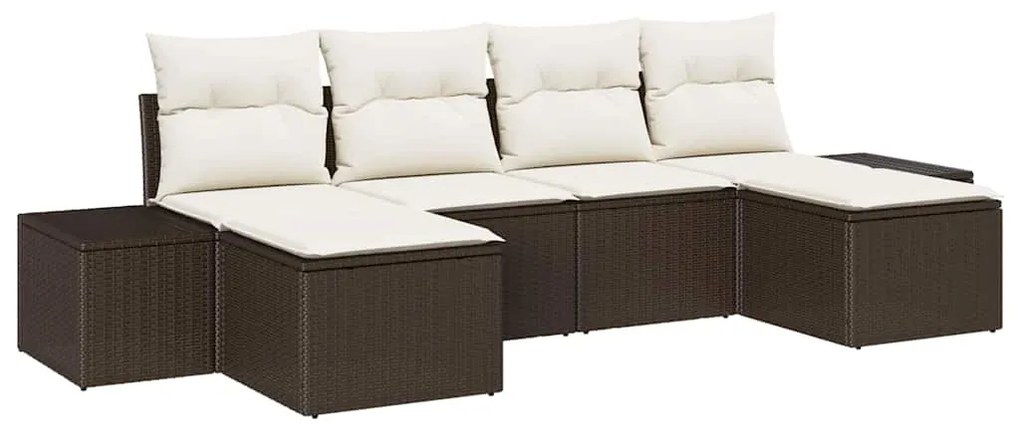 vidaXL Σετ Καναπέ Κήπου 6 pcs Καφέ και κρεμ 184 x 62 x 85 εκ.