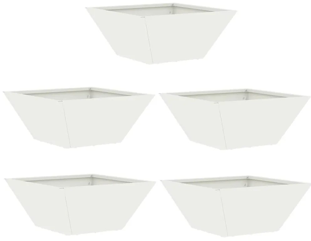 vidaXL Γλάστρα Κήπου 5 pcs Λευκό 35 x 35 x 15 εκ. Ατσάλι