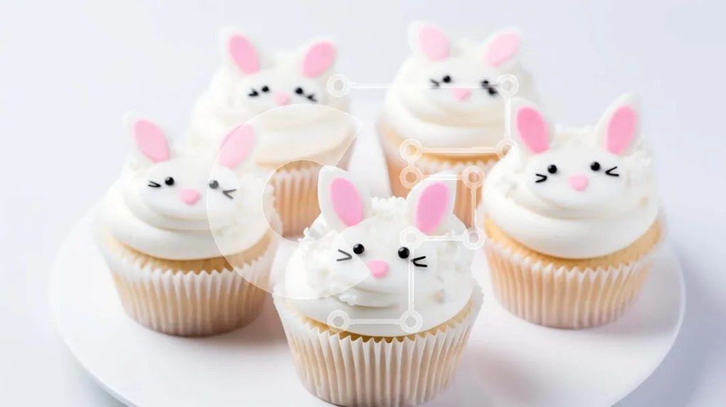 Intra Συλλεκτικό Ξύλινο Παζλ Plywood  4mm - Cupcakes με λαγουδάκι με θέμα το Πάσχα σε λευκό πιάτο Σε Ξύλινο Κουτί - Διαστάσεις: 10x10 cm – 25 κομμάτια