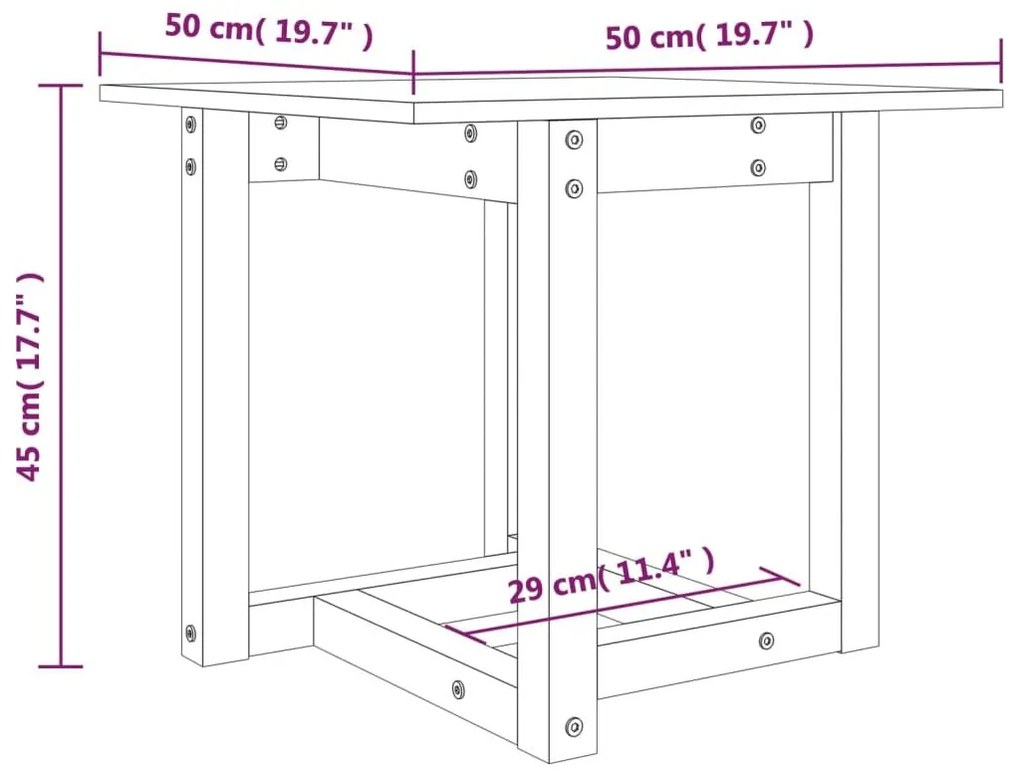 Τραπεζάκι Σαλονιού Γκρι 50 x 50 x 45 εκ. από Μασίφ Ξύλο Πεύκου - Γκρι