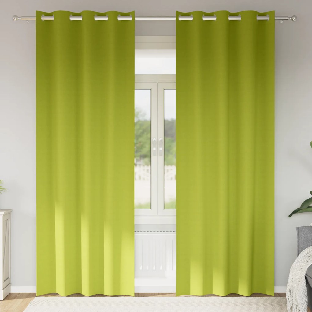vidaXL Κουρτίνες με κουρτίνες 2 pcs Λαχανί 225 x 140 εκ. Πολυεστέρας