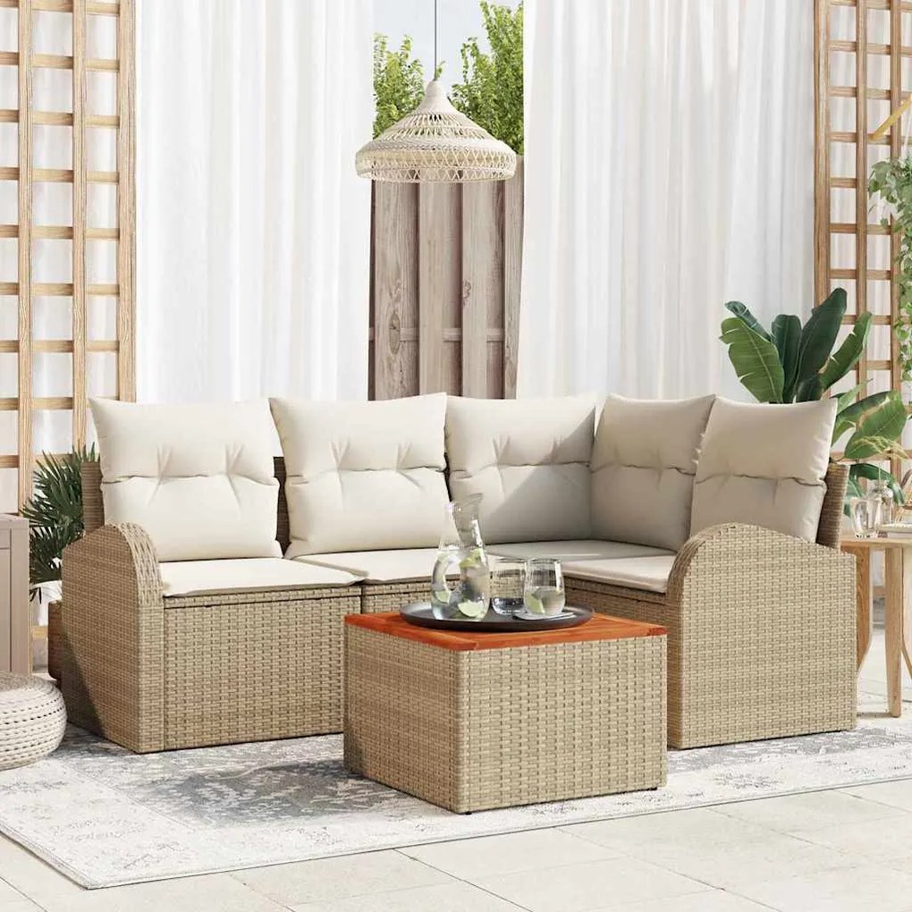 vidaXL Σετ Καναπέ Κήπου 5 pcs Beige, λευκό