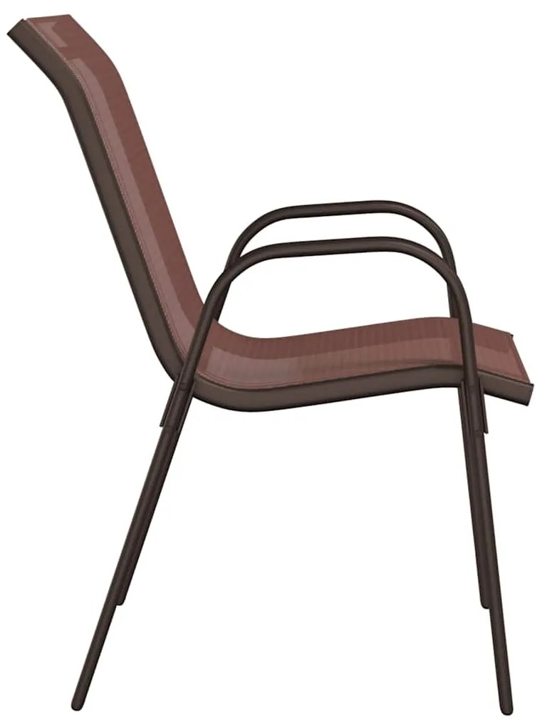 vidaXL Καρέκλες Κήπου Στοιβαζόμενες 6 τεμ. Καφέ από Ύφασμα Textilene