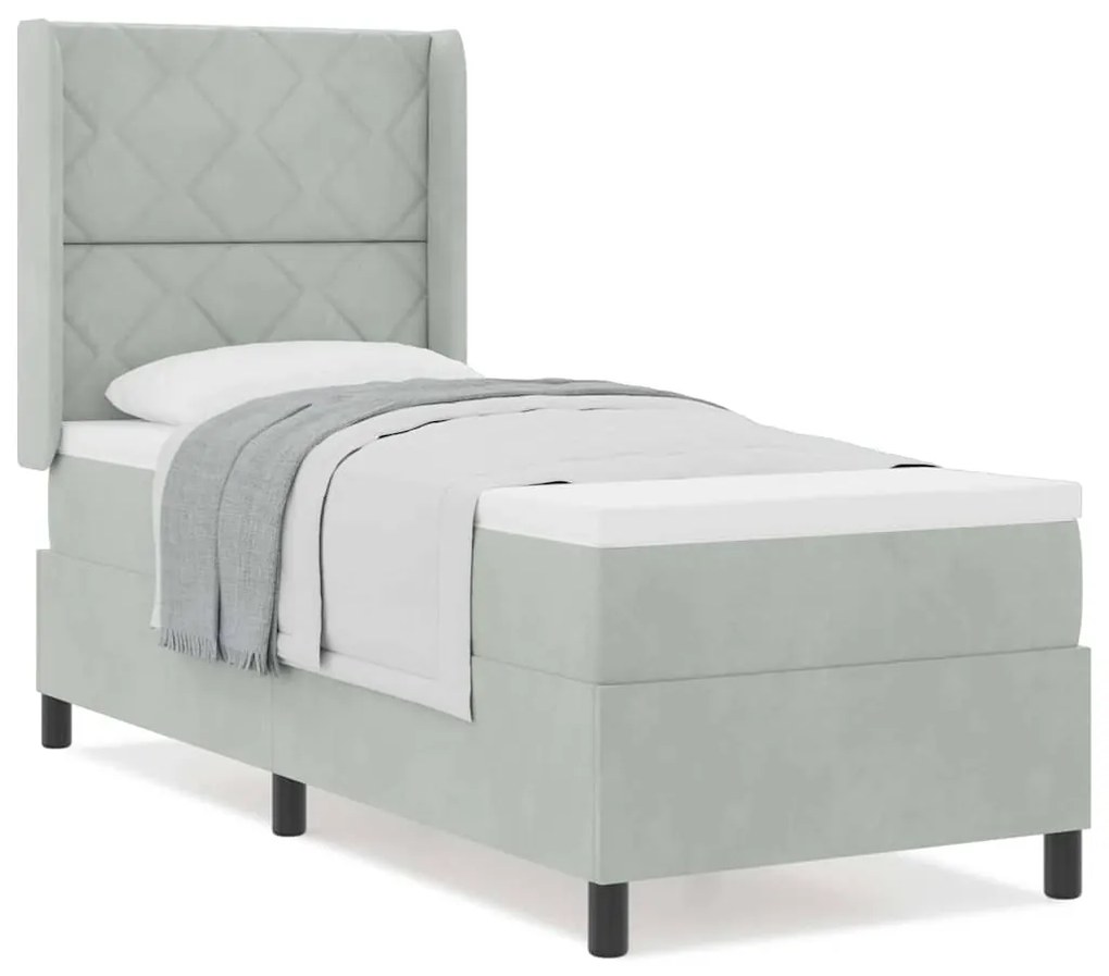 vidaXL Κρεβάτι με ελατήρια Ανοιχτό γκρι 80 x 200 cm Βελούδο