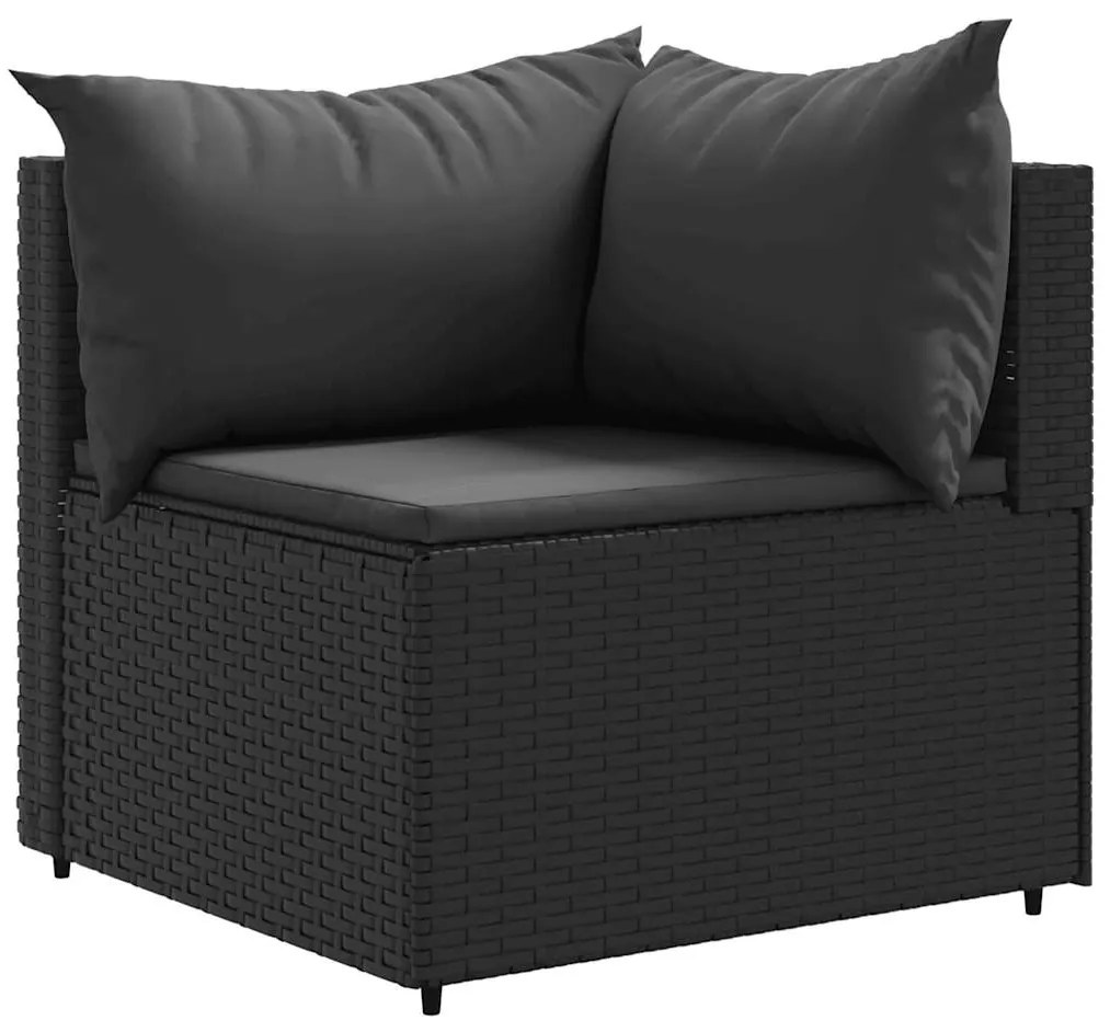 vidaXL Σαλόνι Κήπου 6 Τεμαχίων Μαύρο από Συνθετικό Ρατάν με Μαξιλάρια