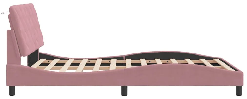 vidaXL Πλαίσιο Κρεβατιού με Κεφαλάρι Ροζ 140x200 εκ. Βελούδινο