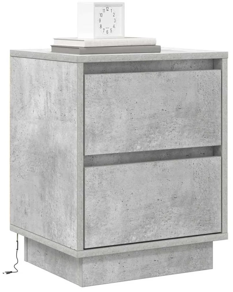 vidaXL Κομοδίνο με συρτάρι 2 pcs Γκρι σκυροδέματος 39 x 34.5 x 50 εκ.