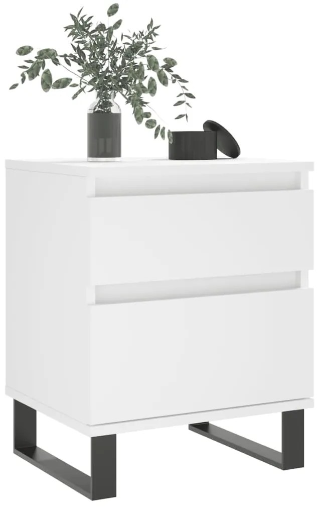 vidaXL Κομοδίνα Λευκά 2 τεμ. 40 x 35 x 50 εκ. από Επεξεργασμένο Ξύλο