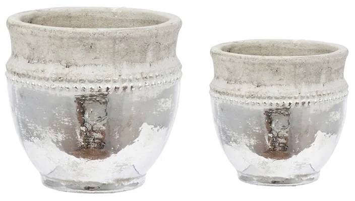 Artekko Uma Κασπώ από Τερακότα σε Ασημί με Γκρι (20.3x20.3x19.1)cm 2pcs Artekko 1200