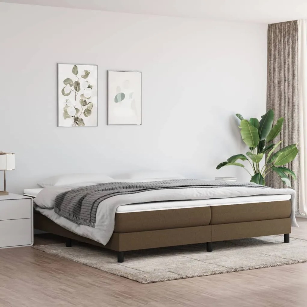 vidaXL Κρεβάτι Boxspring με Στρώμα Σκούρο Καφέ 200x200 εκ. Υφασμάτινο