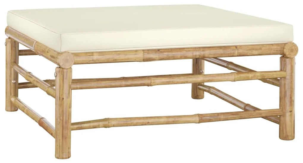 vidaXL Σαλόνι Κήπου Σετ 10 τεμ. από Μπαμπού με Λευκά Κρεμ Μαξιλάρια