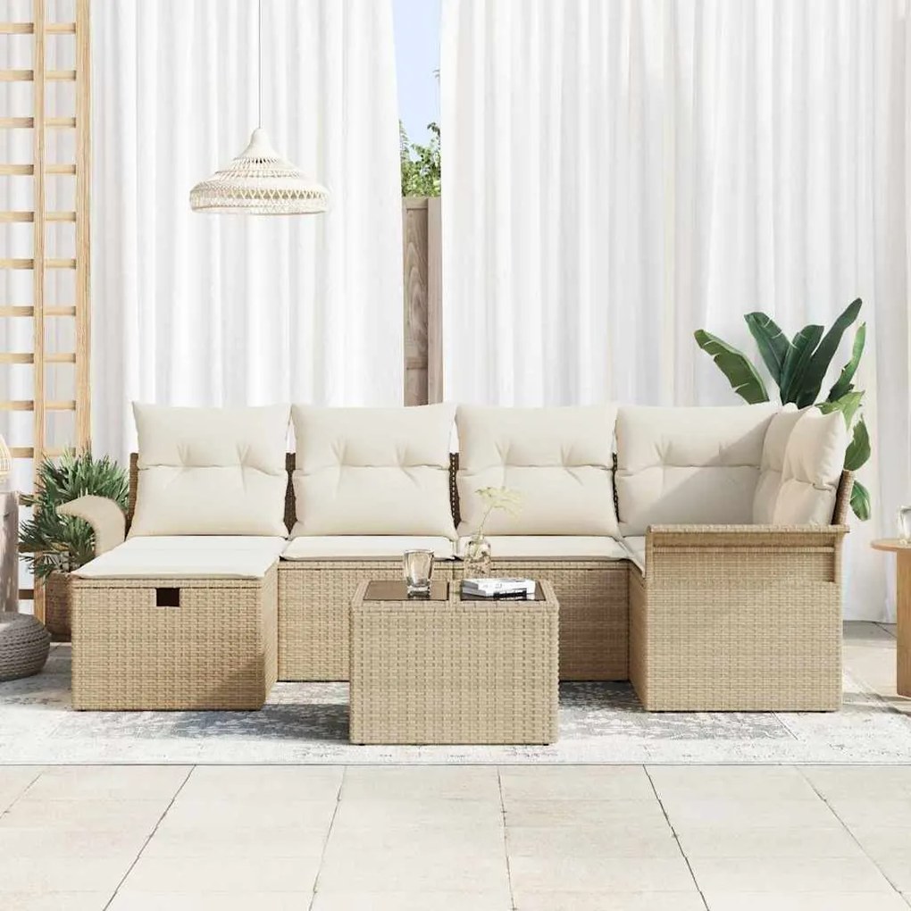 vidaXL Σετ Καναπέ Κήπου 7 pcs μπεζ και κρεμ 242.5 x 132.5 x 85 εκ.