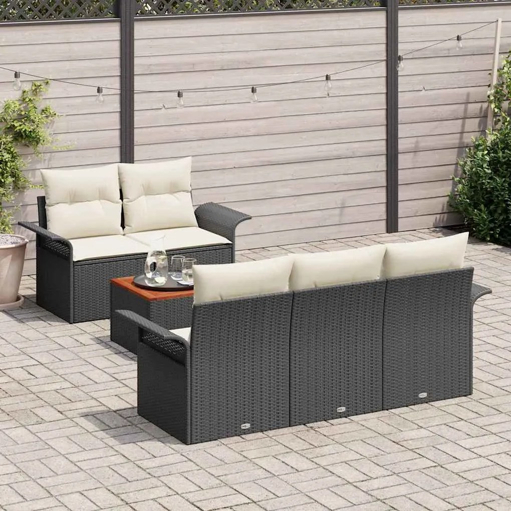 vidaXL Σετ Καναπέ Κήπου με μαξιλάρι 6 pcs Μαύρο, Κρέμα 55 x 55 x 37 εκ