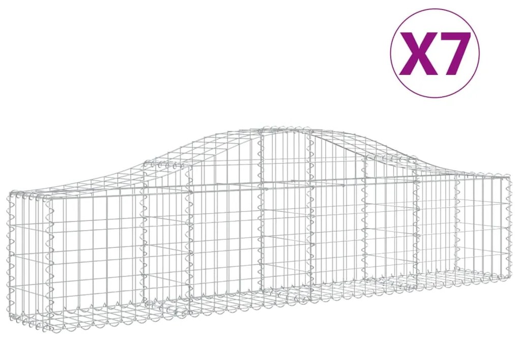 vidaXL Συρματοκιβώτια Τοξωτά 7 τεμ. 200x30x40/60 εκ. Γαλβαν. Ατσάλι