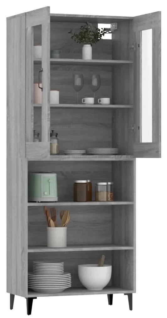 vidaXL Ντουλάπι Γκρι Sonoma 69,5 x 34 x 180 εκ. Επεξεργασμένο Ξύλο
