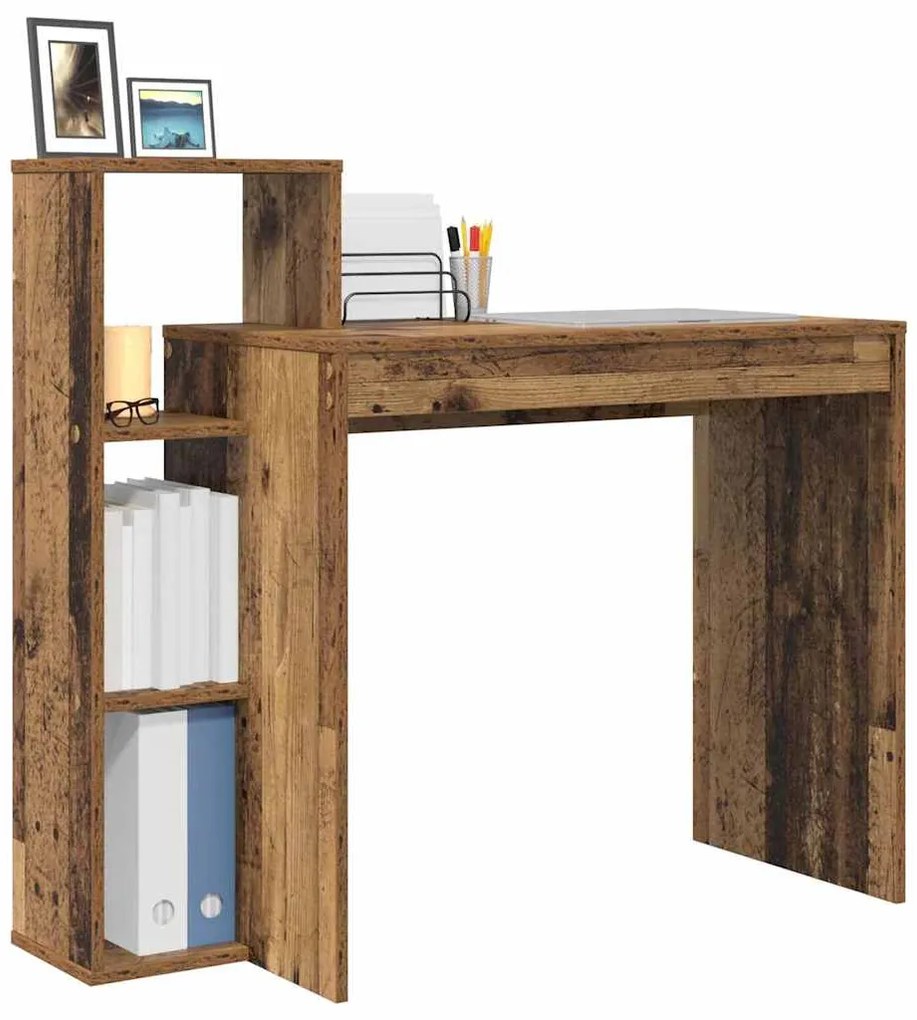 vidaXL Γραφείο με ράφι Παλαιό ξύλο 100 x 40 x 90 cm Επεξεργασμένο ξύλο
