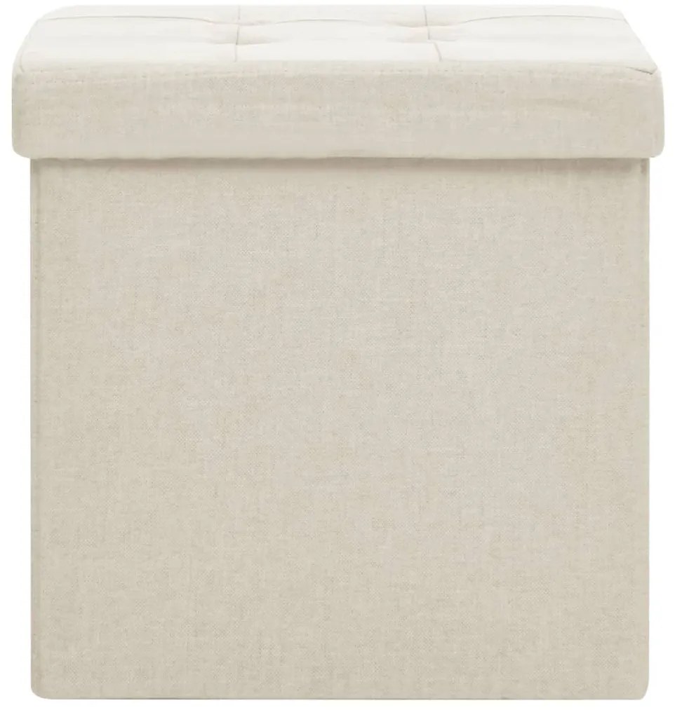 vidaXL Πτυσσόμενα Σκαμπό Αποθήκευσης 2 τεμ. Λευκό Κρεμ Συνθετικό Λινό