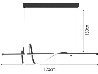 InLight Κρεμαστό φωτιστικό LED 40W 3CCT (by switch on base) σε μαύρο χρώμα D:120cm (6083-BL)