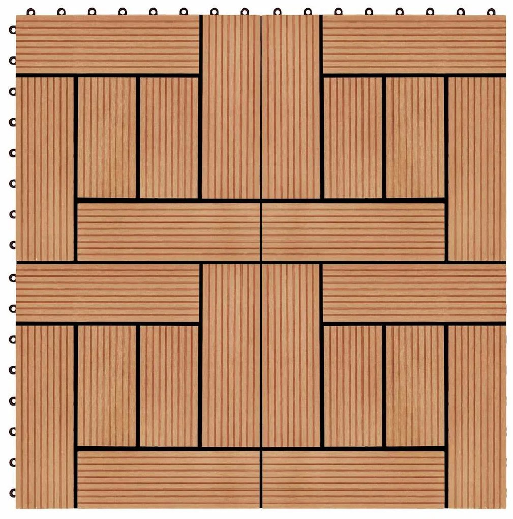 vidaXL Πλακάκια Deck 11 τεμ. Χρώμα Teak 30 x 30 εκ. 1 μ² από WPC