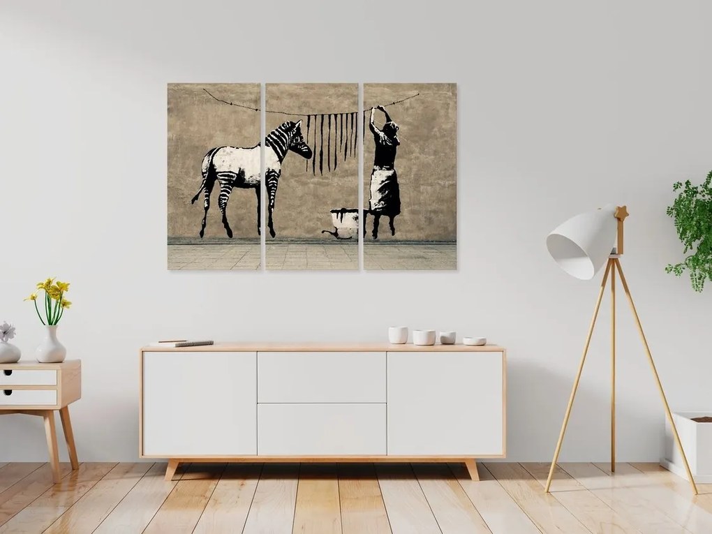 Πίνακας - Banksy: Washing Zebra on Concrete (3 Parts) - 120x80