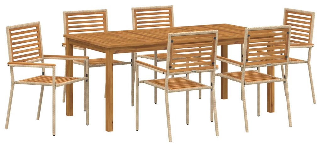 vidaXL Σετ Τραπεζαρίας Κήπου 7 pcs Μπεζ 180 x 90 x 75 cm