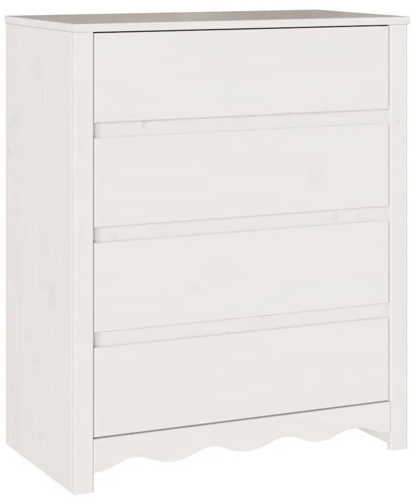vidaXL Κομοδίνο με συρτάρι Λευκό 76.5 x 40 x 91 εκ Μασίφ ξύλο πεύκου