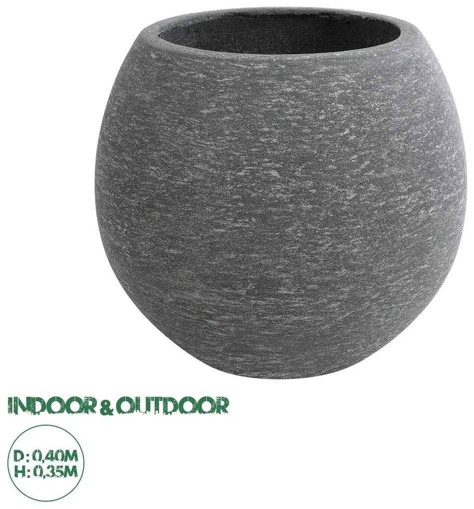 20797 GloboStar® Artificial Garden COLUMBIA 20797 Επιδαπέδιο Πολυεστερικό Τσιμεντένιο Κασπώ Γλάστρα - Flower Pot Γκρι Φ40 x Υ35cm