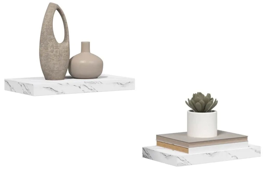 vidaXL Ράφι Τοίχου Επιτοίχιο 2 pcs Λευκό Μάρμαρο 40 x 23,5 x 4 εκ
