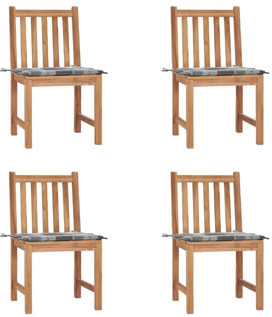 vidaXL Καρέκλες Κήπου 4 τεμ. από Μασίφ Ξύλο Teak με Μαξιλάρια