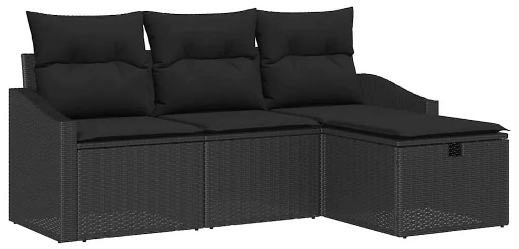 vidaXL Σετ Καναπέ Κήπου με μαξιλάρι 4 pcs Μαύρο Πολυ ράταν